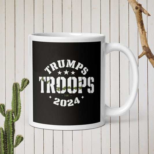 Trumps Troops White glossy mug