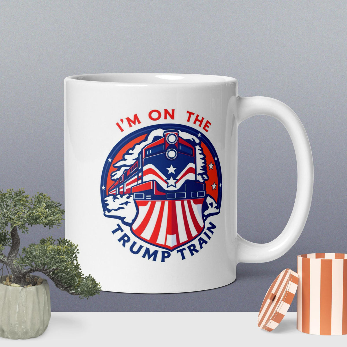 Trump Train White glossy mug