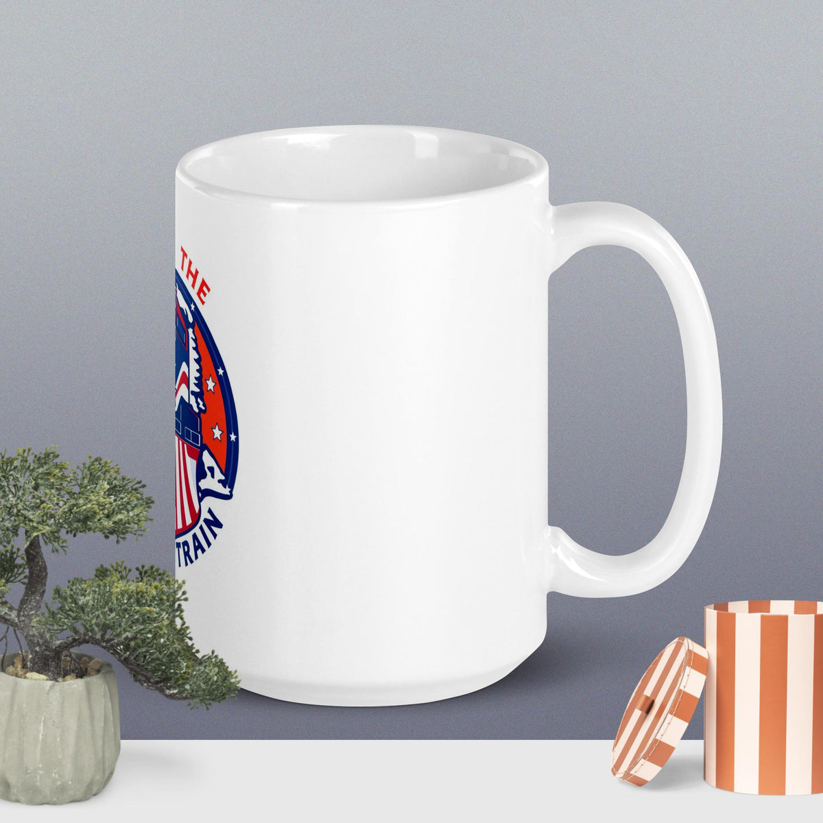 Trump Train White glossy mug
