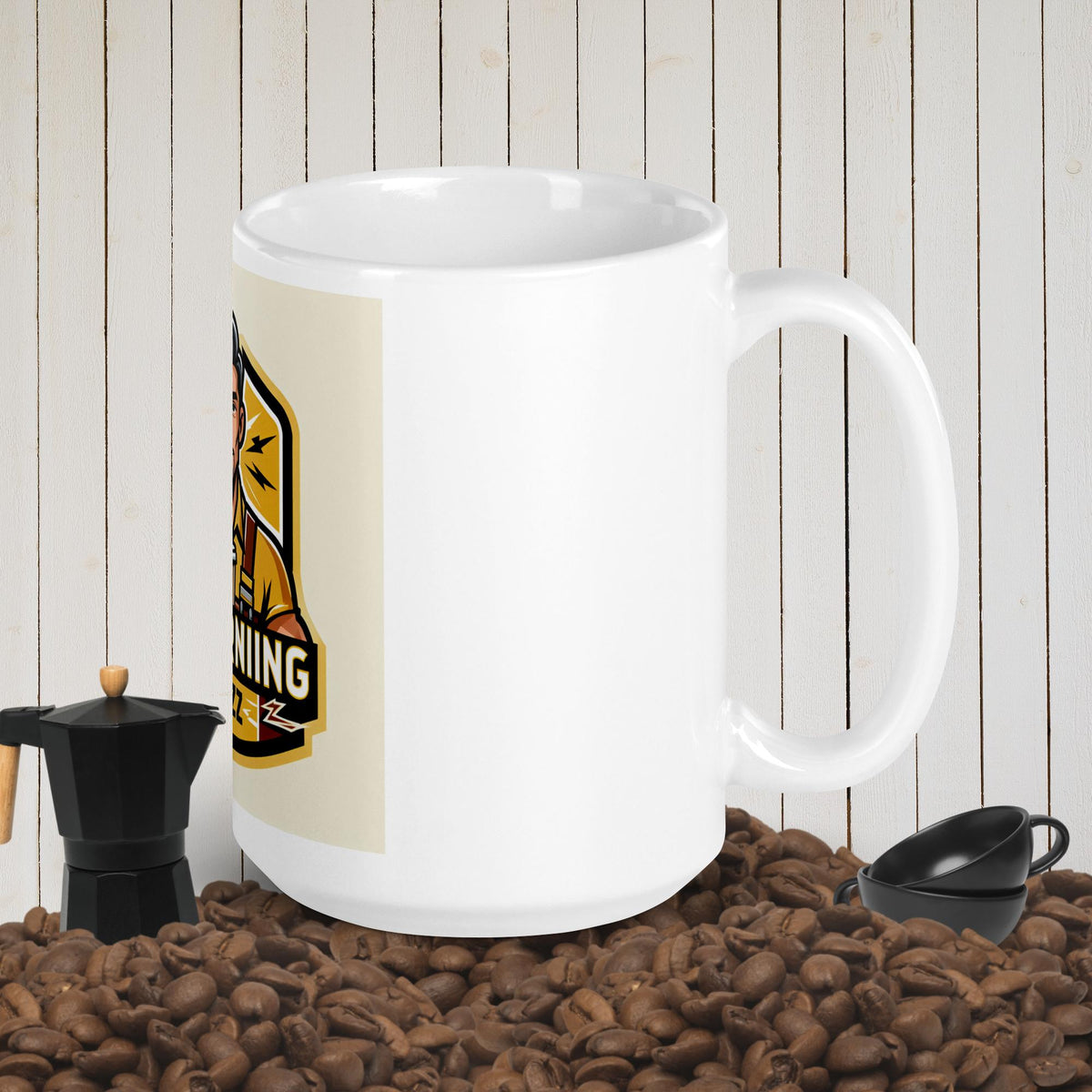 Morning buzz White glossy mug